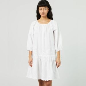 Sundress white 0039 Italy mable dress  embroidered sz Small beach lawn party